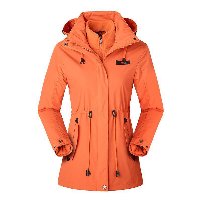 jackets Orange Women's Waterproof Windproof Nylon Adjustable Jacket Fashique Fusion