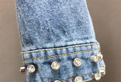 denim Women's Fashion Diamond Beads Graffiti Denim Jacket Fashique Fusion
