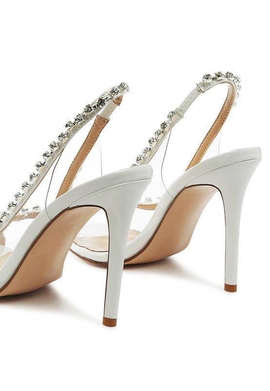 Heels Camarine Clear Stiletto - Jeweled Slingback Heels fashique fusion