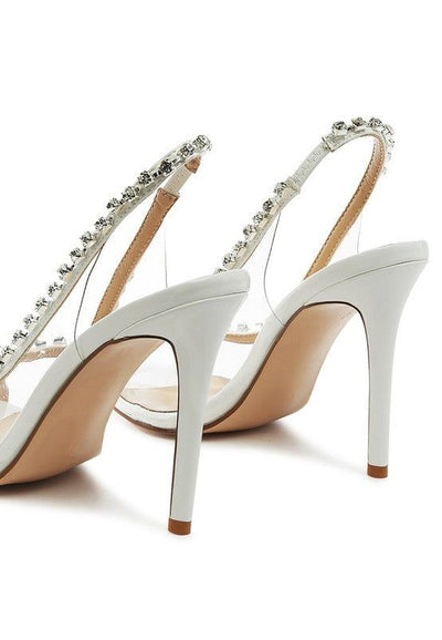 Heels Camarine Clear Stiletto - Jeweled Slingback Heels fashique fusion