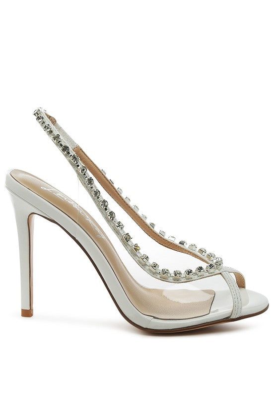 Heels Camarine Clear Stiletto - Jeweled Slingback Heels fashique fusion