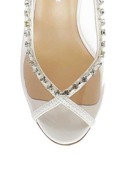 Heels Camarine Clear Stiletto - Jeweled Slingback Heels fashique fusion