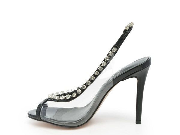 Heels Camarine Clear Stiletto - Jeweled Slingback Heels fashique fusion