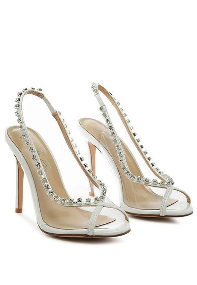 Heels Camarine Clear Stiletto - Jeweled Slingback Heels fashique fusion