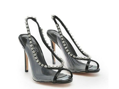 Heels Camarine Clear Stiletto - Jeweled Slingback Heels fashique fusion