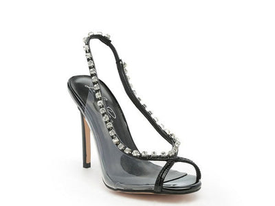 Heels Black Camarine Clear Stiletto - Jeweled Slingback Heels fashique fusion