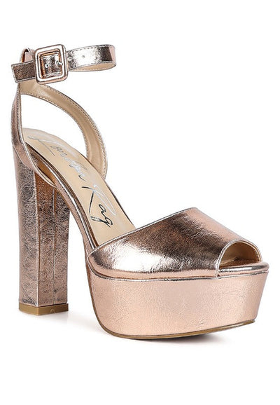 Heels Rose Gold Rager Platform Sandals - Chunky Block Sandals fashique fusion