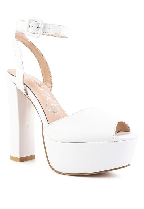 Heels 7.5 White Rager Platform Sandals - Chunky Block Sandals fashique fusion