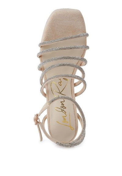 Heels Tricks Sandals - Rhinestone Block Heels fashique fusion
