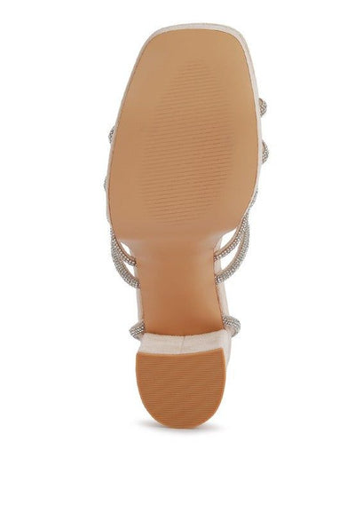 Heels Tricks Sandals - Rhinestone Block Heels fashique fusion