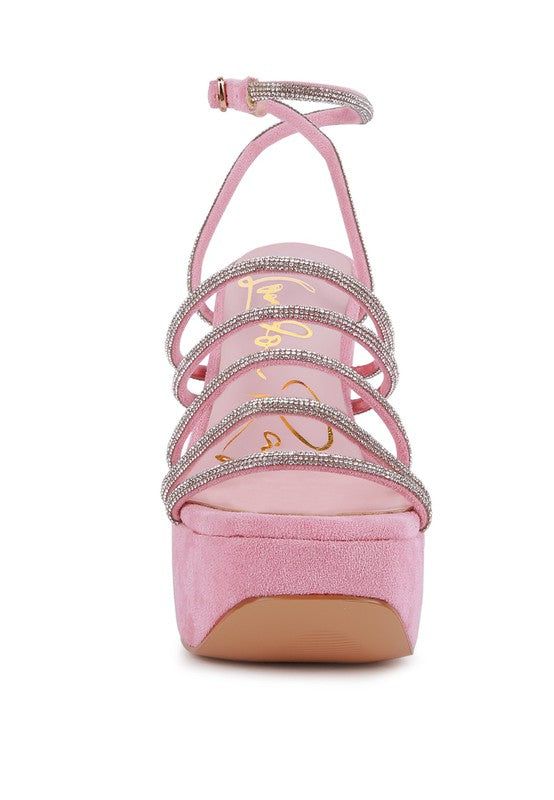 Heels Tricks Sandals - Rhinestone Block Heels fashique fusion
