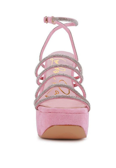 Heels Tricks Sandals - Rhinestone Block Heels fashique fusion