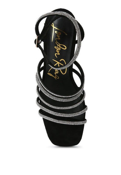 Heels Tricks Sandals - Rhinestone Block Heels fashique fusion