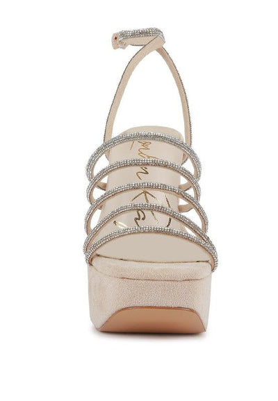 Heels Tricks Sandals - Rhinestone Block Heels fashique fusion