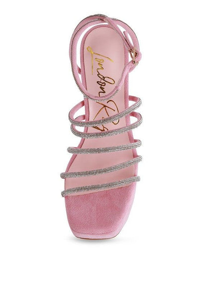 Heels Tricks Sandals - Rhinestone Block Heels fashique fusion