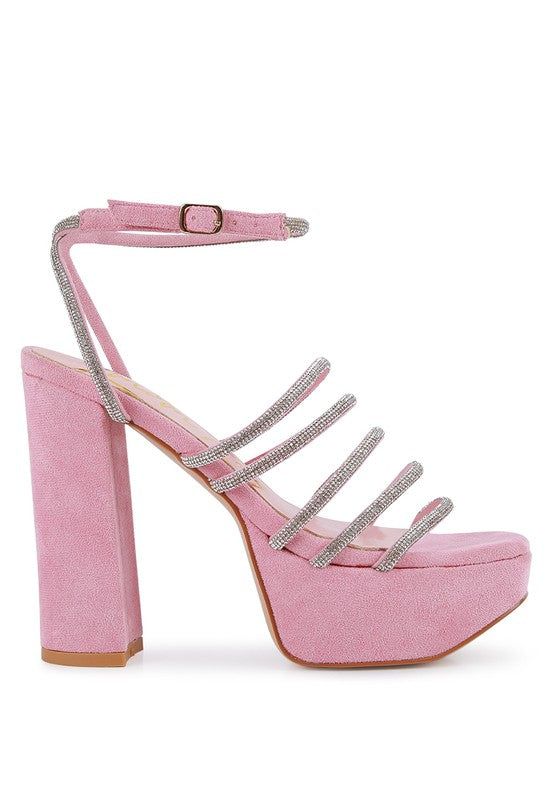 Heels Tricks Sandals - Rhinestone Block Heels fashique fusion