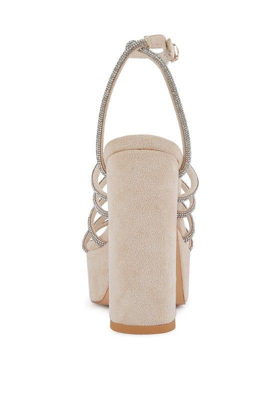 Heels Tricks Sandals - Rhinestone Block Heels fashique fusion