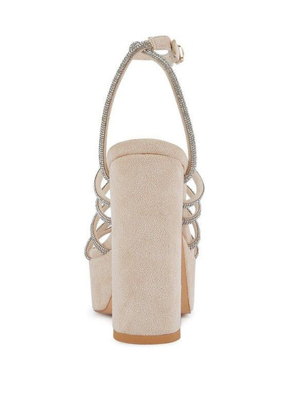Heels Tricks Sandals - Rhinestone Block Heels fashique fusion