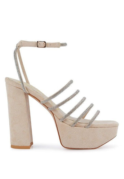 Heels Tricks Sandals - Rhinestone Block Heels fashique fusion
