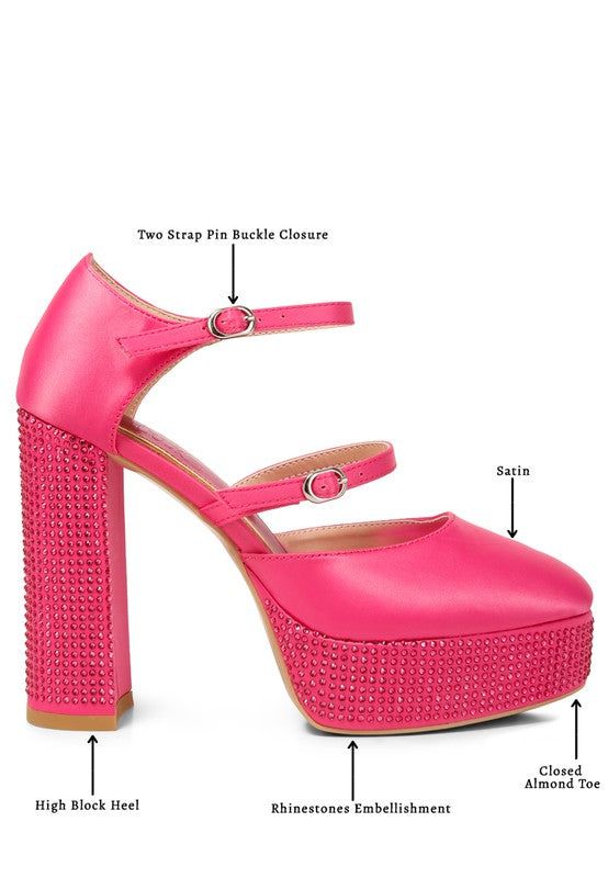 Heels Shiver Rhinestones Sandals - Party Platform Shoes | Satin, Buckle fashique fusion