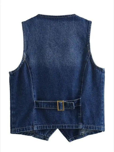 denim Cropped Denim Vest - Denim Vest Stylish fashique fusion