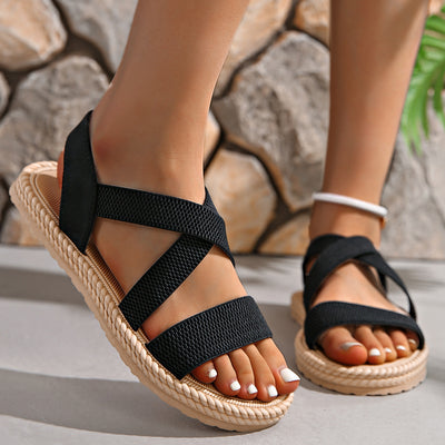 Rosy Brown Women's Elastic Band Casual Student Plus Size Beach Roman Sandals