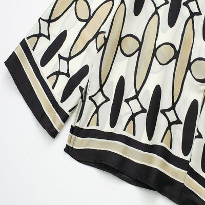 2 piece outfit Women’s Spring Clothing Geometric Pattern Printed Shirt & Pants Set Fashique Fusion