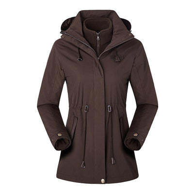 jackets Brown Women's Waterproof Windproof Nylon Adjustable Jacket Fashique Fusion
