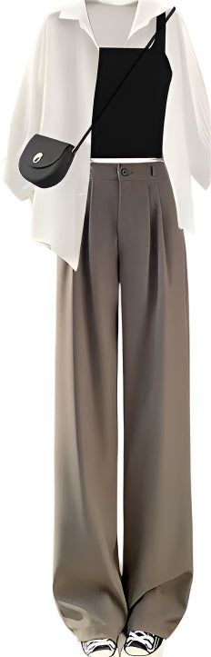 2 piece outfit Women’s Versatile Shirt, Vest & Wide-Leg Pants Suit – Slim Fit & Elegant Style Fashique Fusion