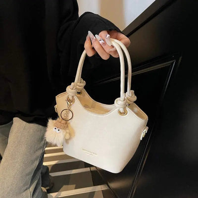 Tan Sweet Style Zipper PU Square Women's Shoulder Crossbody Bag Solid Color Popular Commuting Fashion Small Square Bags