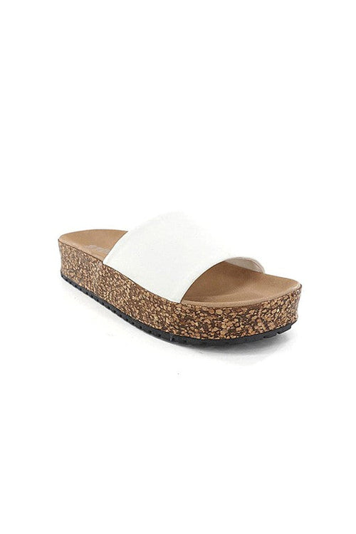 Heels WHITE Cork Sandal - Women Slip-On | Casual One Strap fashique fusion