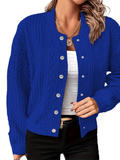 Midnight Blue Women's Cardigan Fashion Button Coat Jacket