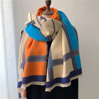 Gray Women's Stitching Thickening Shawl Fashion