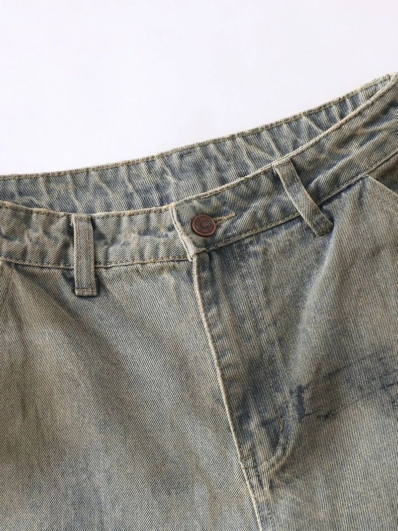 jeans Men's Wide Leg Jeans - Distressed Denim | 91% Cotton fashique fusion