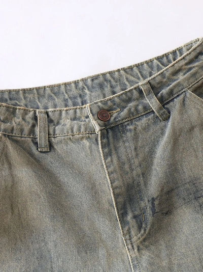 jeans Men's Wide Leg Jeans - Distressed Denim | 91% Cotton fashique fusion