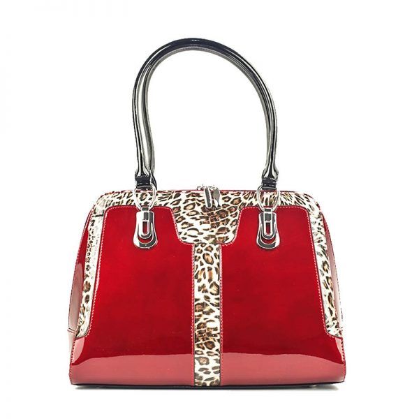Clutches Bravo Handbags Diana Red With Leopard Print Leather fashique fusion