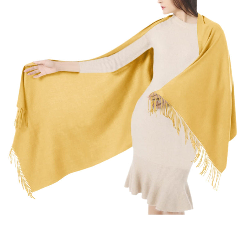 Tan Women's Cashmere Shawl Solid Color Scarf