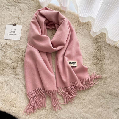 Rosy Brown Cashmere Scarf Feel Solid Color Tassel Shawl Long Monochrome