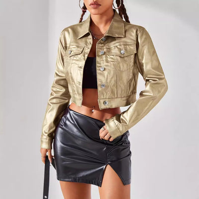 Gray Women Fashion Street Style Coated Jacket