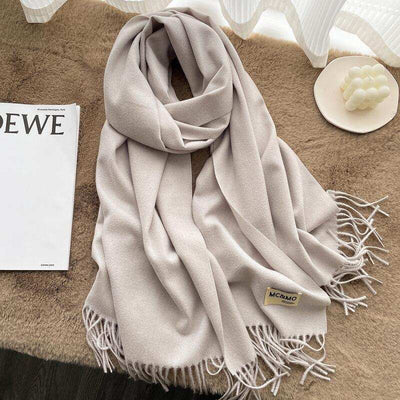 Rosy Brown Cashmere Scarf Feel Solid Color Tassel Shawl Long Monochrome