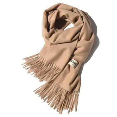 Rosy Brown Cashmere Scarf Feel Solid Color Tassel Shawl Long Monochrome