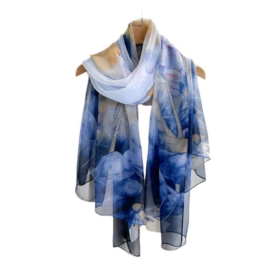 Slate Gray Women's Fashionable All-match Long Printed Anti-DDoS Scarf