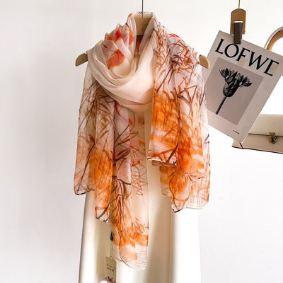 Light Gray Women's Fashionable All-match Long Printed Anti-DDoS Scarf