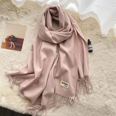 Tan Cashmere Scarf Feel Solid Color Tassel Shawl Long Monochrome