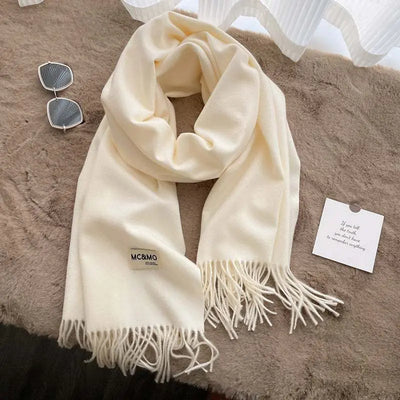 Rosy Brown Cashmere Scarf Feel Solid Color Tassel Shawl Long Monochrome