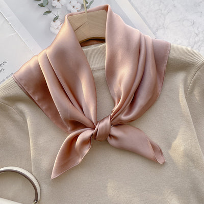 Rosy Brown Spring And Autumn Elegant Retro Silk High-end Scarf