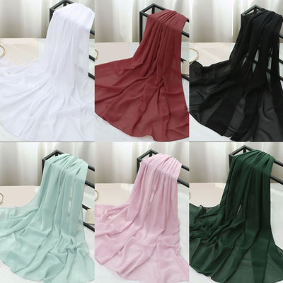 Light Gray Ethnic Style High Quality Solid Color Hemp Chiffon Headscarf