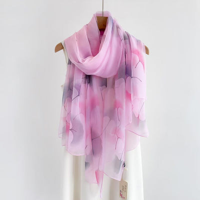 Light Gray Women's Fashionable All-match Long Printed Anti-DDoS Scarf