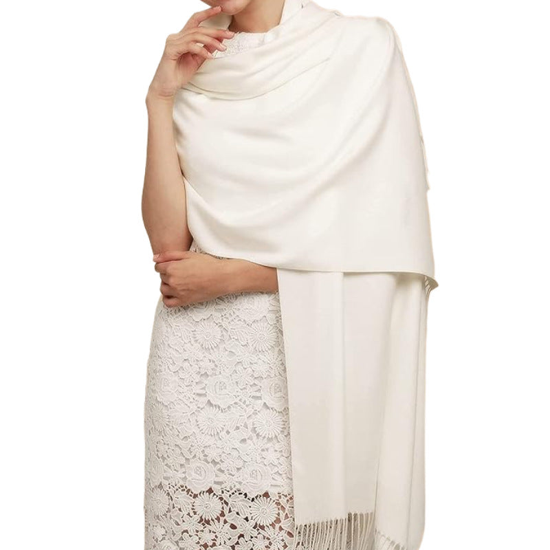 Light Gray Women's Cashmere Shawl Solid Color Scarf