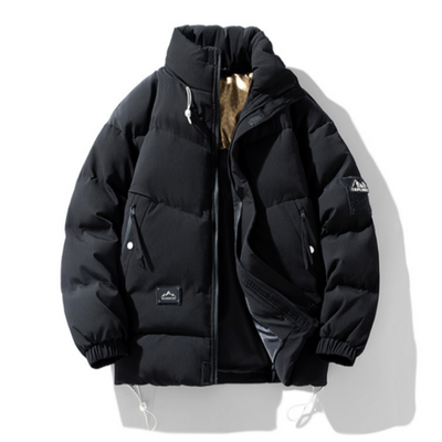 Jackets & Coats Black Stand Collar Puffer Jacket - Men's Coat fashique fusion